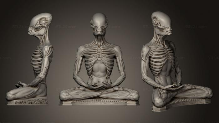 Figurines heroes, monsters and demons (Alien meditation, STKM_0551) 3D models for cnc